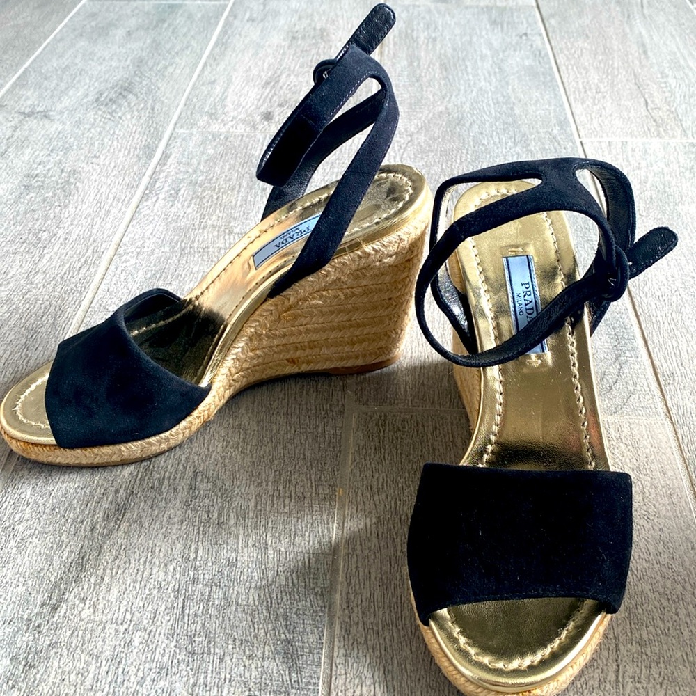 Prada size 36 wedged sandals worn once